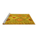 Sideview of Machine Washable Southwestern Yellow Country Rug, wshcon2068yw