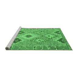 Sideview of Machine Washable Southwestern Emerald Green Country Area Rugs, wshcon2068emgrn