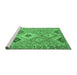 Sideview of Machine Washable Southwestern Emerald Green Country Area Rugs, wshcon2068emgrn