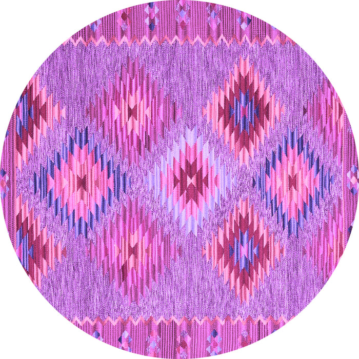 Round Machine Washable Southwestern Purple Country Area Rugs, wshcon2068pur