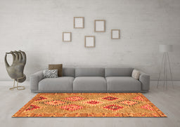 Machine Washable Southwestern Orange Country Area Rugs in a Living Room, wshcon2068org