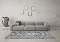 Machine Washable Southwestern Gray Country Rug in a Living Room,, wshcon2068gry