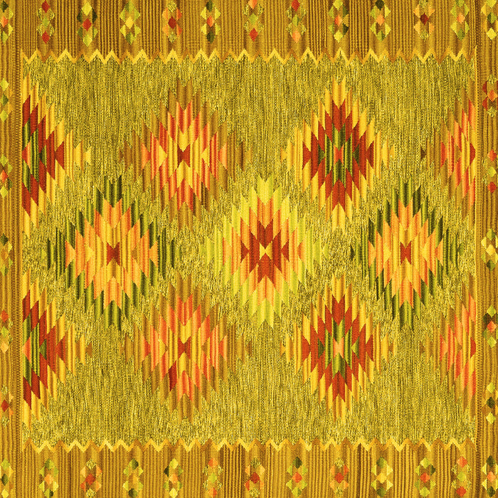 Square Machine Washable Southwestern Yellow Country Rug, wshcon2068yw