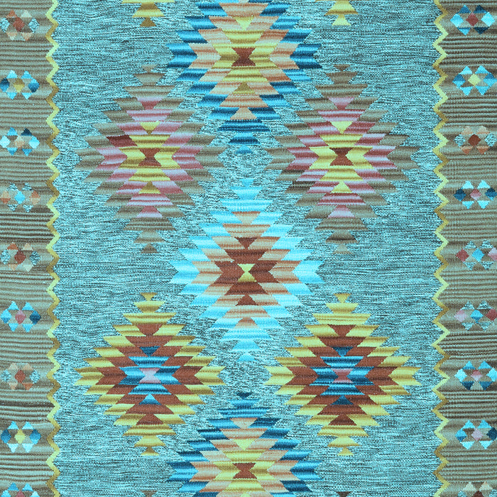 Machine Washable Southwestern Light Blue Country Rug, wshcon2068lblu
