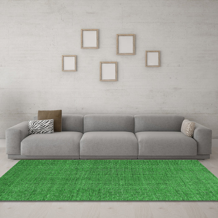 Machine Washable Abstract Green Contemporary Area Rugs in a Living Room,, wshcon2069grn
