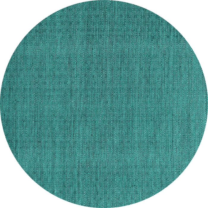 Round Machine Washable Abstract Turquoise Contemporary Area Rugs, wshcon2069turq