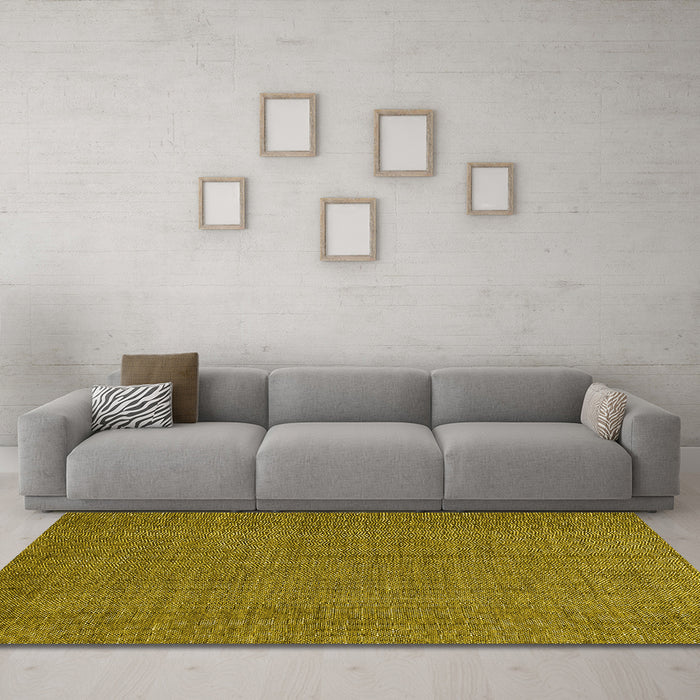 Machine Washable Abstract Yellow Contemporary Rug in a Living Room, wshcon2069yw