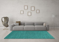 Machine Washable Abstract Turquoise Contemporary Rug, wshcon2069turq