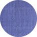 Round Abstract Blue Contemporary Rug, con2069blu