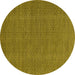 Round Abstract Yellow Contemporary Rug, con2069yw