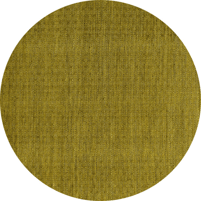 Round Machine Washable Abstract Yellow Contemporary Rug, wshcon2069yw
