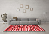 Machine Washable Abstract Red Contemporary Rug, wshcon2070red