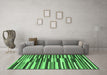 Machine Washable Abstract Emerald Green Contemporary Area Rugs in a Living Room,, wshcon2070emgrn