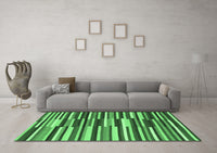 Machine Washable Abstract Emerald Green Contemporary Rug, wshcon2070emgrn