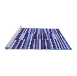 Sideview of Machine Washable Abstract Blue Contemporary Rug, wshcon2070blu