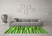 Machine Washable Abstract Green Contemporary Area Rugs in a Living Room,, wshcon2070grn