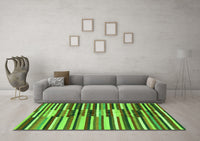 Machine Washable Abstract Green Contemporary Rug, wshcon2070grn