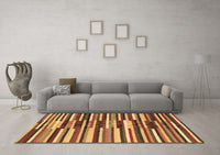 Machine Washable Abstract Brown Contemporary Rug, wshcon2070brn