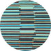 Round Machine Washable Abstract Light Blue Contemporary Rug, wshcon2070lblu