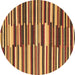 Round Machine Washable Abstract Brown Contemporary Rug, wshcon2070brn