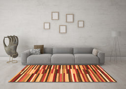 Machine Washable Abstract Orange Contemporary Area Rugs in a Living Room, wshcon2070org