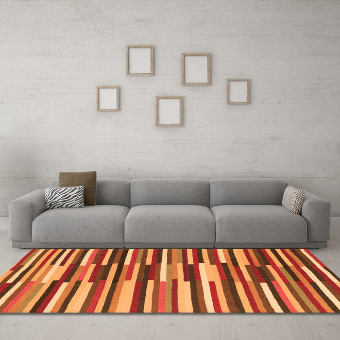 Machine Washable Abstract Orange Contemporary Area Rugs in a Living Room, wshcon2070org