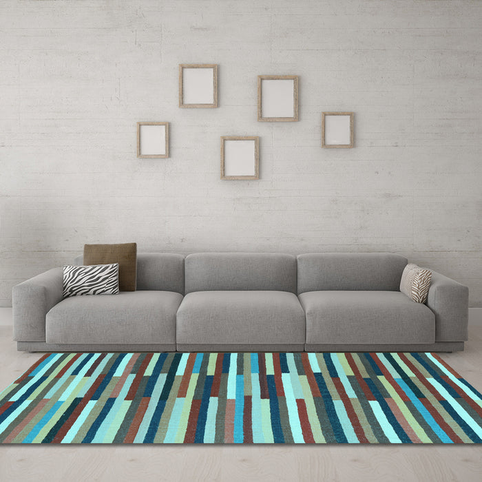 Machine Washable Abstract Light Blue Contemporary Rug in a Living Room, wshcon2070lblu
