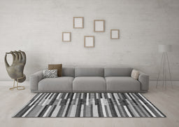 Machine Washable Abstract Gray Contemporary Rug in a Living Room,, wshcon2070gry