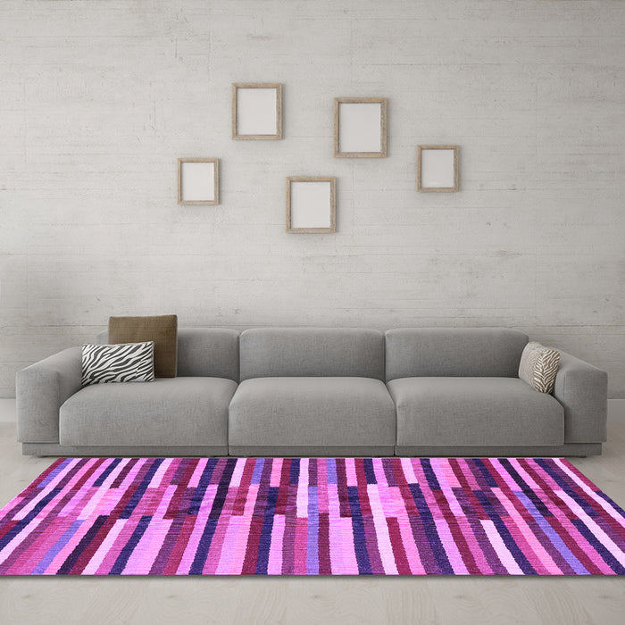 Machine Washable Abstract Purple Contemporary Area Rugs in a Living Room, wshcon2070pur