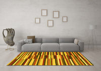 Machine Washable Abstract Yellow Contemporary Rug, wshcon2070yw