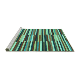 Sideview of Machine Washable Abstract Turquoise Contemporary Area Rugs, wshcon2070turq