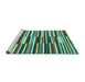 Sideview of Machine Washable Abstract Turquoise Contemporary Area Rugs, wshcon2070turq