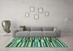 Machine Washable Abstract Turquoise Contemporary Area Rugs in a Living Room,, wshcon2070turq