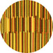 Round Abstract Yellow Contemporary Rug, con2070yw