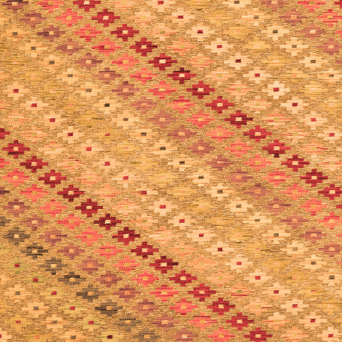 Round Machine Washable Southwestern Orange Country Area Rugs, wshcon2071org