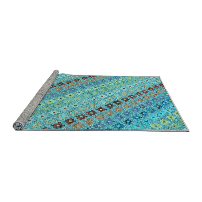 Sideview of Machine Washable Southwestern Light Blue Country Rug, wshcon2071lblu