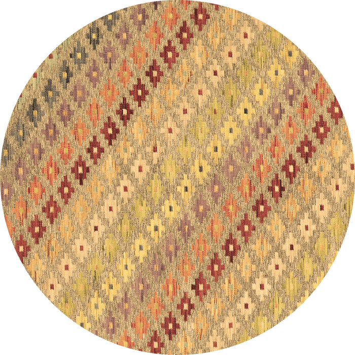 Round Southwestern Brown Country Rug, con2071brn