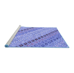 Sideview of Machine Washable Southwestern Blue Country Rug, wshcon2071blu
