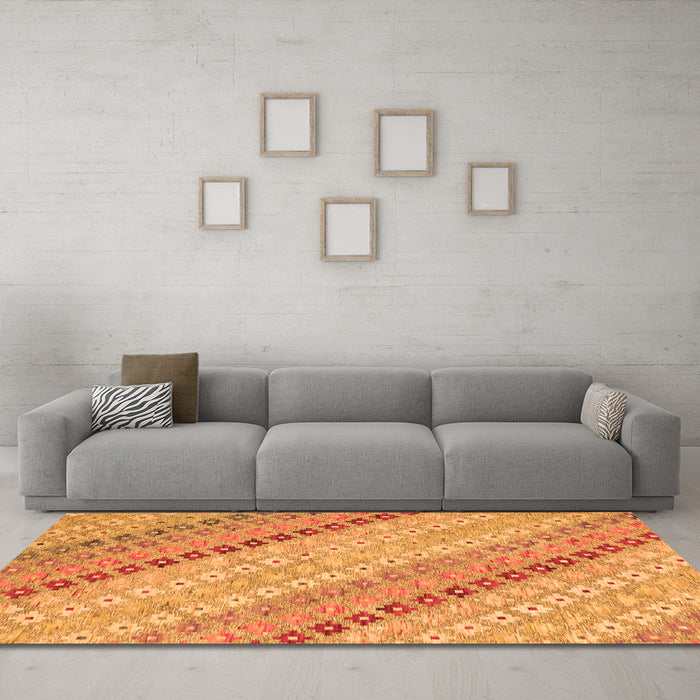 Machine Washable Southwestern Orange Country Area Rugs in a Living Room, wshcon2071org