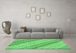 Machine Washable Southwestern Emerald Green Country Area Rugs in a Living Room,, wshcon2071emgrn