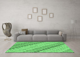 Machine Washable Southwestern Emerald Green Country Area Rugs in a Living Room,, wshcon2071emgrn