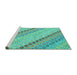 Sideview of Machine Washable Southwestern Turquoise Country Area Rugs, wshcon2071turq