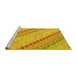 Sideview of Machine Washable Southwestern Yellow Country Rug, wshcon2071yw