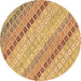 Round Machine Washable Southwestern Brown Country Rug, wshcon2071brn