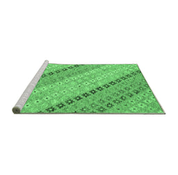 Sideview of Machine Washable Southwestern Emerald Green Country Area Rugs, wshcon2071emgrn