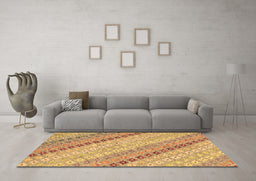 Machine Washable Southwestern Brown Country Rug in a Living Room,, wshcon2071brn