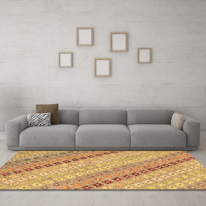 Machine Washable Southwestern Brown Country Rug in a Living Room,, wshcon2071brn