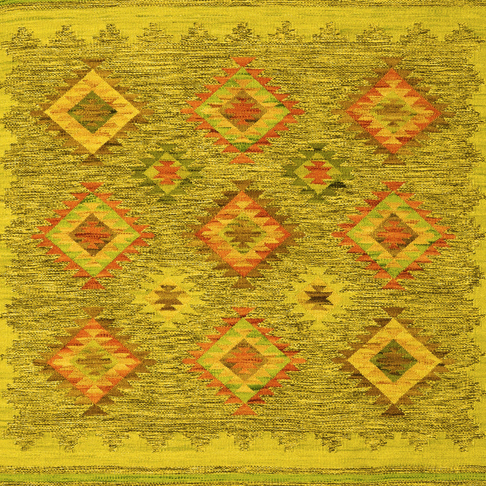 Machine Washable Southwestern Yellow Country Rug, wshcon2072yw