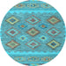 Round Southwestern Light Blue Country Rug, con2072lblu