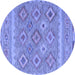 Round Southwestern Blue Country Rug, con2072blu